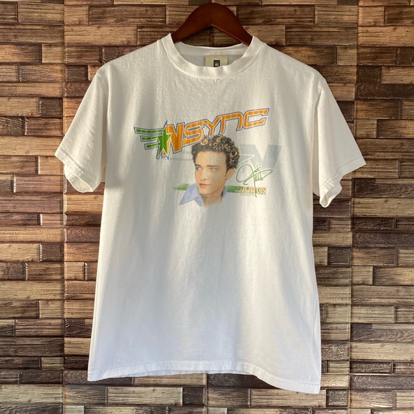 Vintage Y2K Winterland White Medium N’SYNC Justin Timberlake T Shirt EUC - Picture 1 of 8